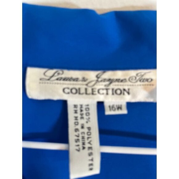 Vintage Top 16W Blue Retro 70s Color Block Artsy Workwear Neutral Minimalist - Picture 2 of 8